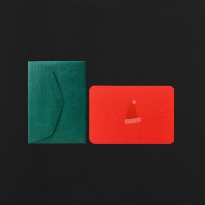 Mini white and red BONNET card + mini green envelope