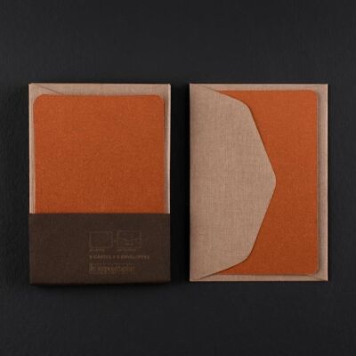 PACK OF 5 MINI PLAIN CARDS AND 5 MINI ENVELOPES - copper and barley