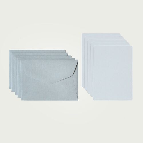 PACK DE 5 MINI CARTES UNIES ET 5 MINI ENVELOPPES - galet et gris