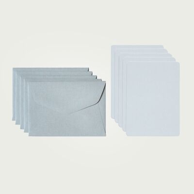 PACK OF 5 MINI PLAIN CARDS AND 5 MINI ENVELOPES - pebble and gray