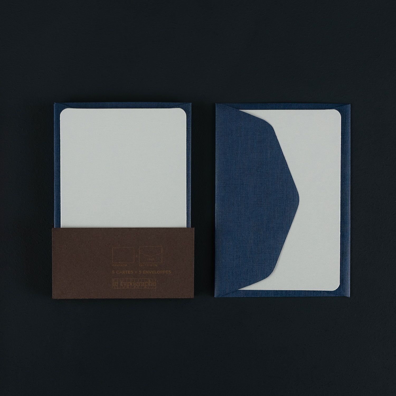 PACK OF 5 MINI PLAIN CARDS AND 5 MINI ENVELOPES - aqua and navy