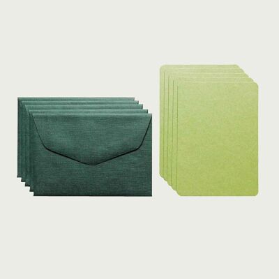 PAQUETE DE 5 MINI TARJETAS LISO Y 5 MINI SOBRES - hierba y verde