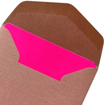 PACK DE 5 MINI CARTES UNIES ET 5 MINI ENVELOPPES - rose fluo et vieux rose 2