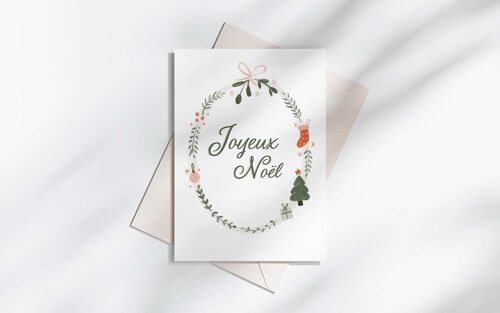 Carte de voeu "Joyeux Noël" au format A6 plié