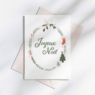 “Merry Christmas” greeting card in folded A6 format