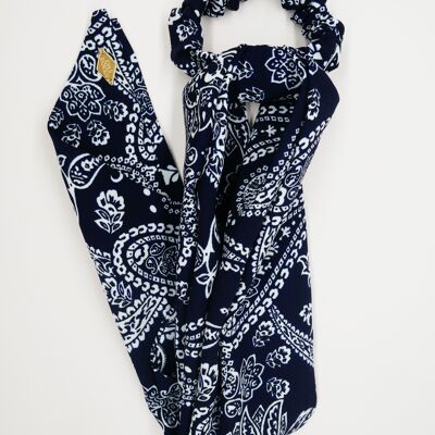 Navy blue bandana print scarf - Bandy