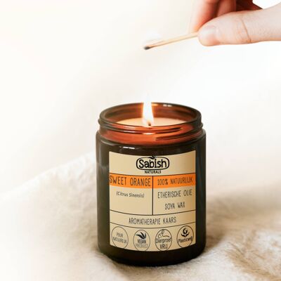 Vela de aceite esencial de naranja dulce 100% natural