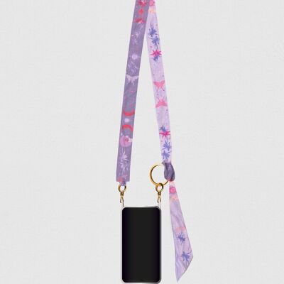 Reversible phone strap “La cassiopeia mauve”