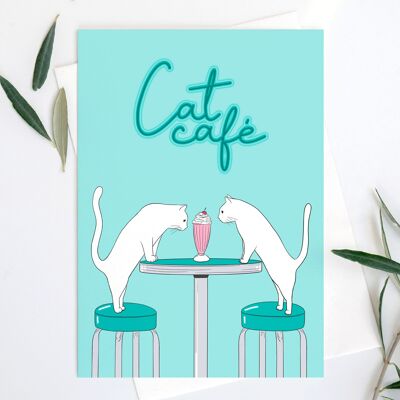 Cat cafe poster A5, A4, A3