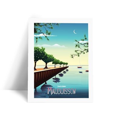 Illustrazione blu di Maubuisson - Cartolina