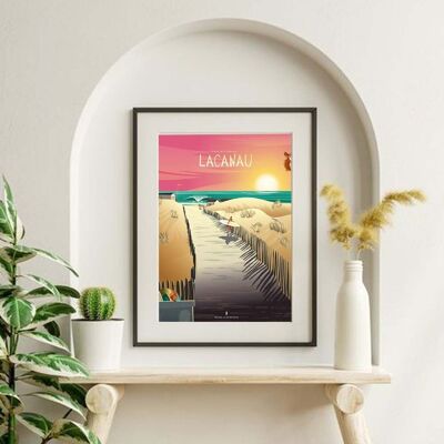 Ilustración Lacanau - Playa de las Ardillas - Póster 30x40 cm