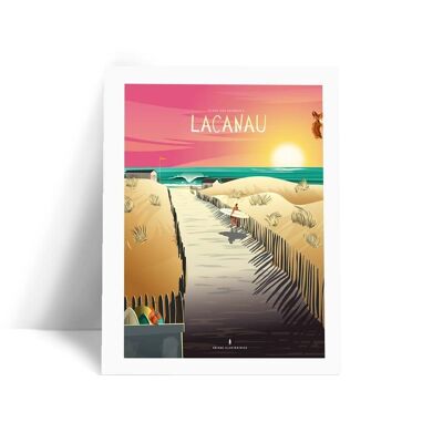 Ilustración Lacanau - Playa de las Ardillas - Postal