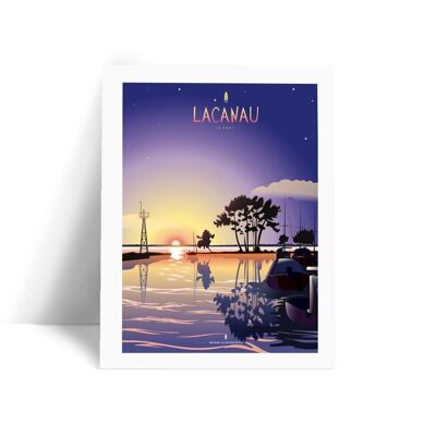 Illustration Lacanau - Der Hafen - Postkarte 10x15 cm