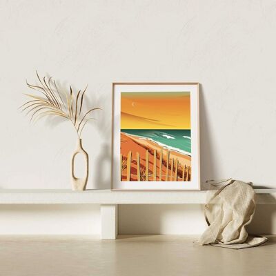 Illustrazione La spiaggia - cartolina arancione