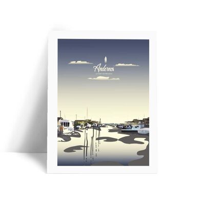 Illustration Becken von Arcachon - Andernos - Postkarte