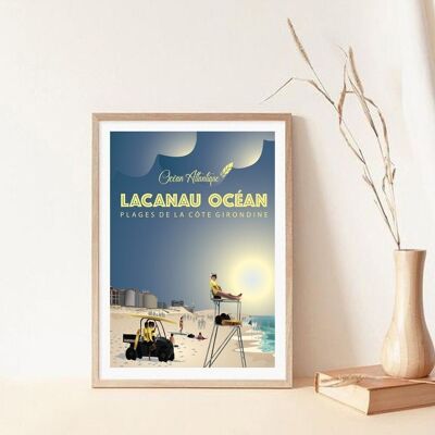 Illustration Lacanau Océan - Affiche 30x40 cm