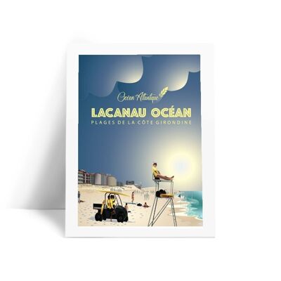 Ilustración Océano Lacanau - Postal