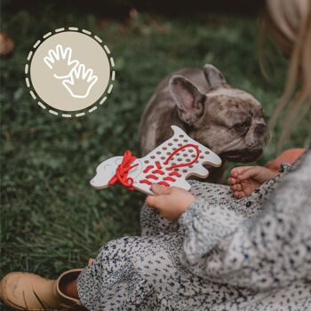 Jouet de laçage en bois Charlie le Chien, Montessori, jouet éducatif 2