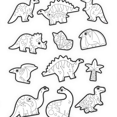 Creatividad - Pegatinas para colorear - Dinosaurios - 3 a+