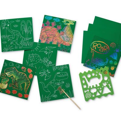 Kreativität - Glänzende Rubbelkarte - Dinosaurier im Display - 5a+
