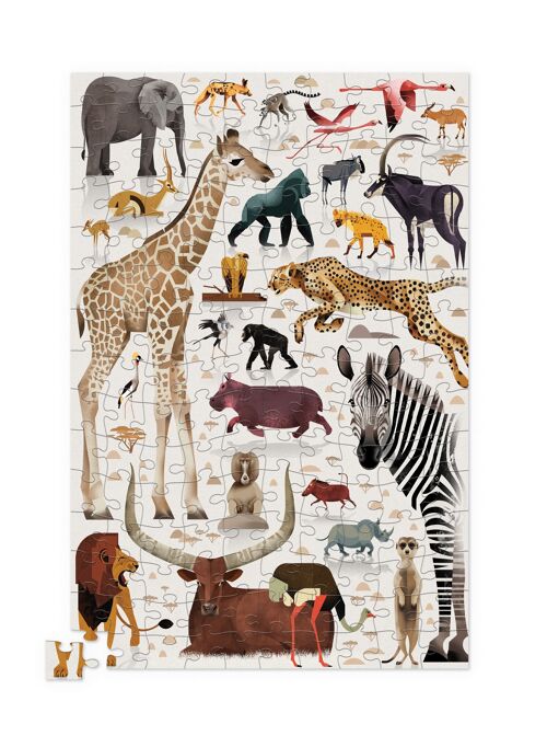 Puzzle boîte métal - 150 pièces - Les animaux d'afriques - 6a+