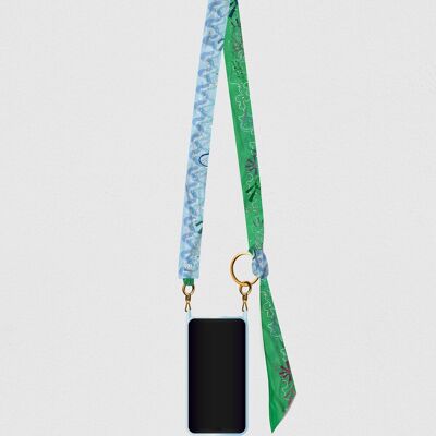 Reversible phone shoulder strap "Mint mint diamonds"