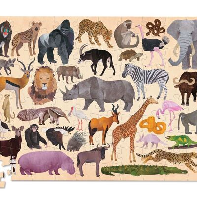 Puzzle 36 animali - 100 pezzi - Animali della savana - 5a+