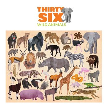 Puzzle 36 animaux - 100 pièces - Animaux de la savane - 5a+ 3
