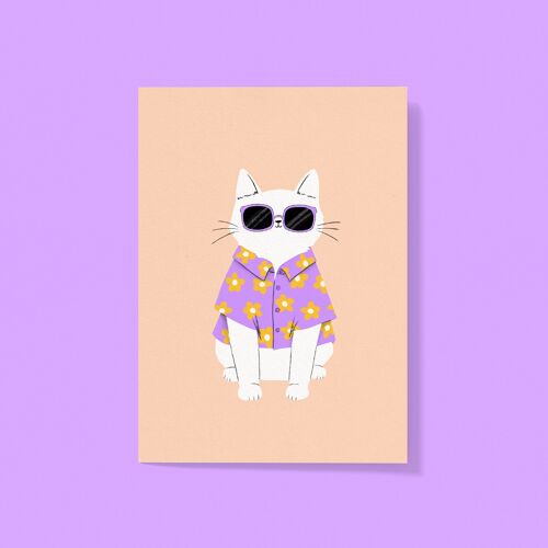 Carte postale et affiche Summer cat	A6, A5