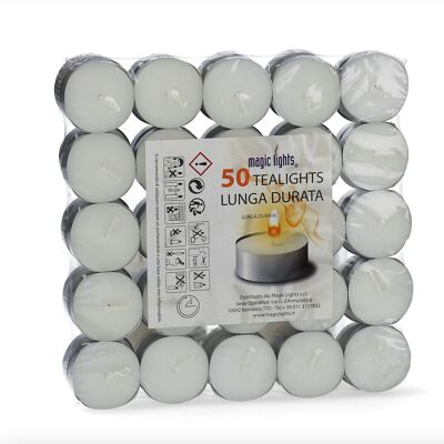 Long lasting white tealight candles