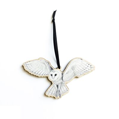 Parliament Barn Owl Wooden Hanging Decoration