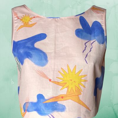 Camiseta sin mangas Sun Dance de lino y algodón orgánico