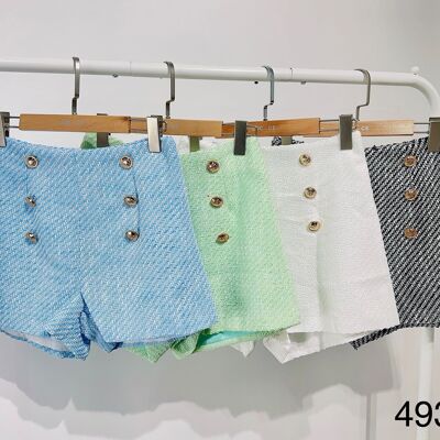 Tweed shorts with buttons - 4935A