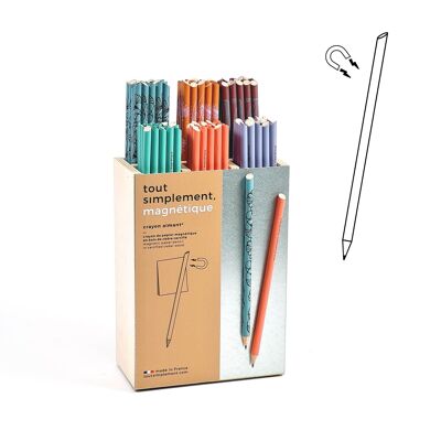Présentoir plein de 120 crayons de papier magnétiques - art nouveau + présentoir offert
