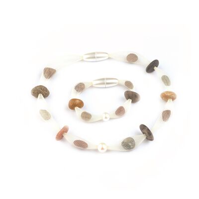 Tenerife bracelet white, natural colored pebbles