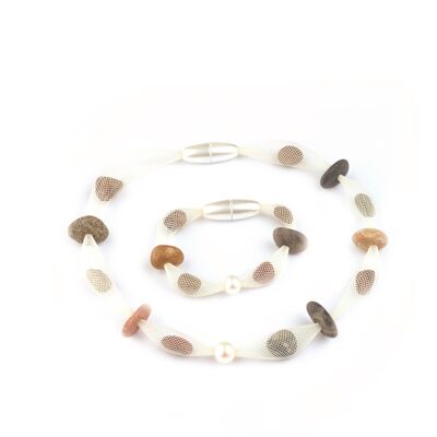 Tenerife bracelet white, natural colored pebbles