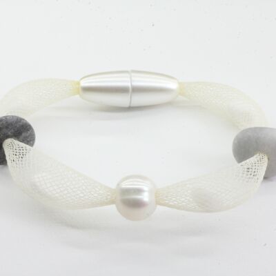 Tenerife bracelet white, pebble gray