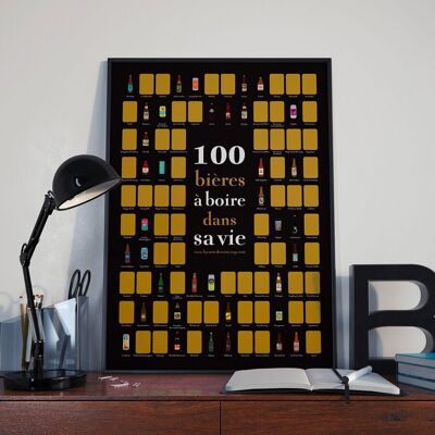 100 bières à boire dans sa vie (Poster à gratter)