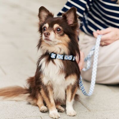 Recycled PET Necklace Blue Vichy Design, Juno