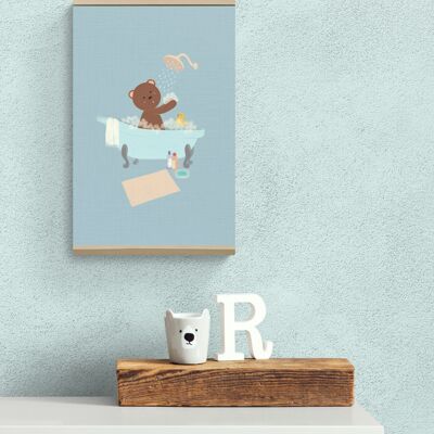 Badezeit für den kleinen Bären, 30,5 x 40,6 cm – Leinwanddrucke, Wanddekoration