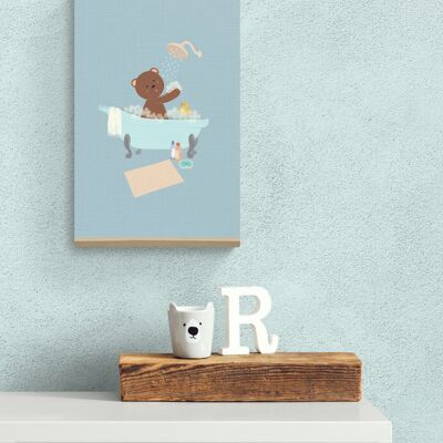 L'heure du bain pour petit ours 12"x16" - Impressions sur toile, décoration murale