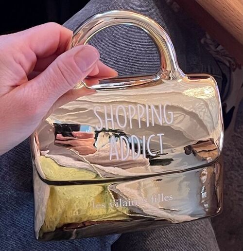 Idée cadeau : Tirelire sac à main Doré Shopping addict