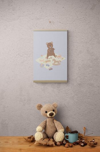 Chanter des berceuses à l'ours en peluche 12"x16" - Impressions sur toile, décoration murale 2