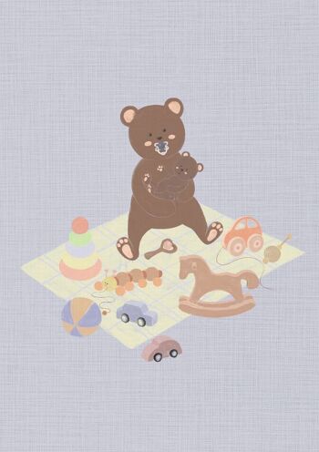 Chanter des berceuses à l'ours en peluche 12"x16" - Impressions sur toile, décoration murale 3