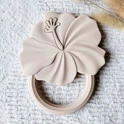 Silicone Teething Ring Hibiscus - Beige