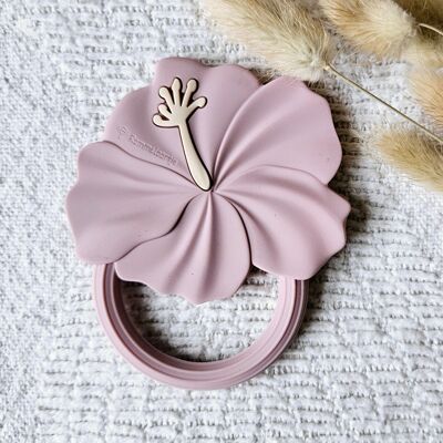 Silicone Teething Ring Hibiscus - Soft Pink
