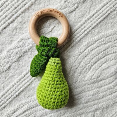 Handmade rattle Pear - Green