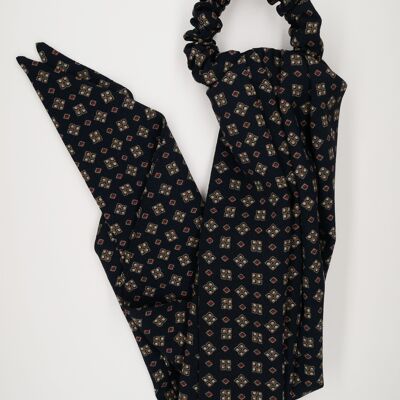 Black shawl with vintage scarf print - Jacky