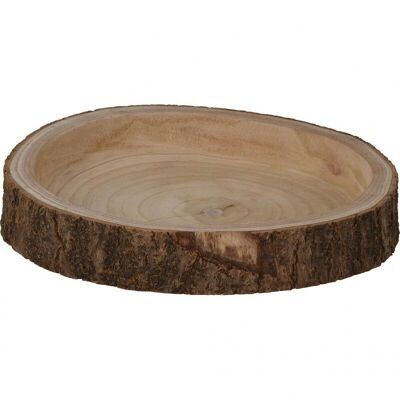 WOODEN PLATE WITH BARK DIAM 30CM