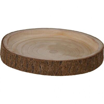 WOODEN PLATE WITH BARK DIAM 35CM